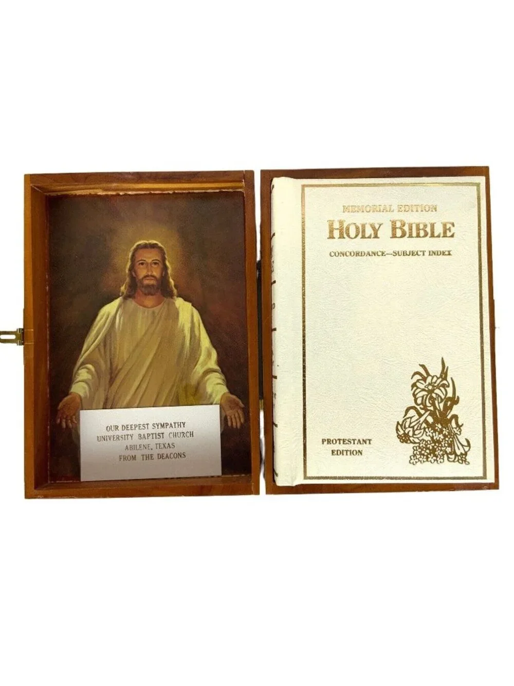 Holy Bible Memorial Edition Protestant Concordance Index 1976 With Wood Box